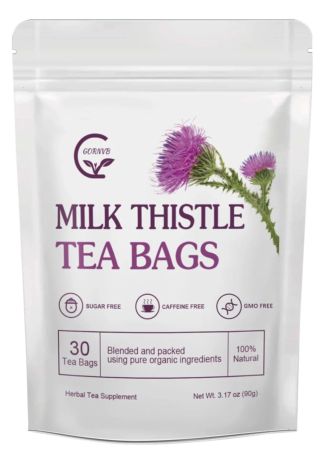 Durable Organic Milk Thistle Tea Bags Liver Support Herbal Tea Caffeine 30 Tea Bags Casual