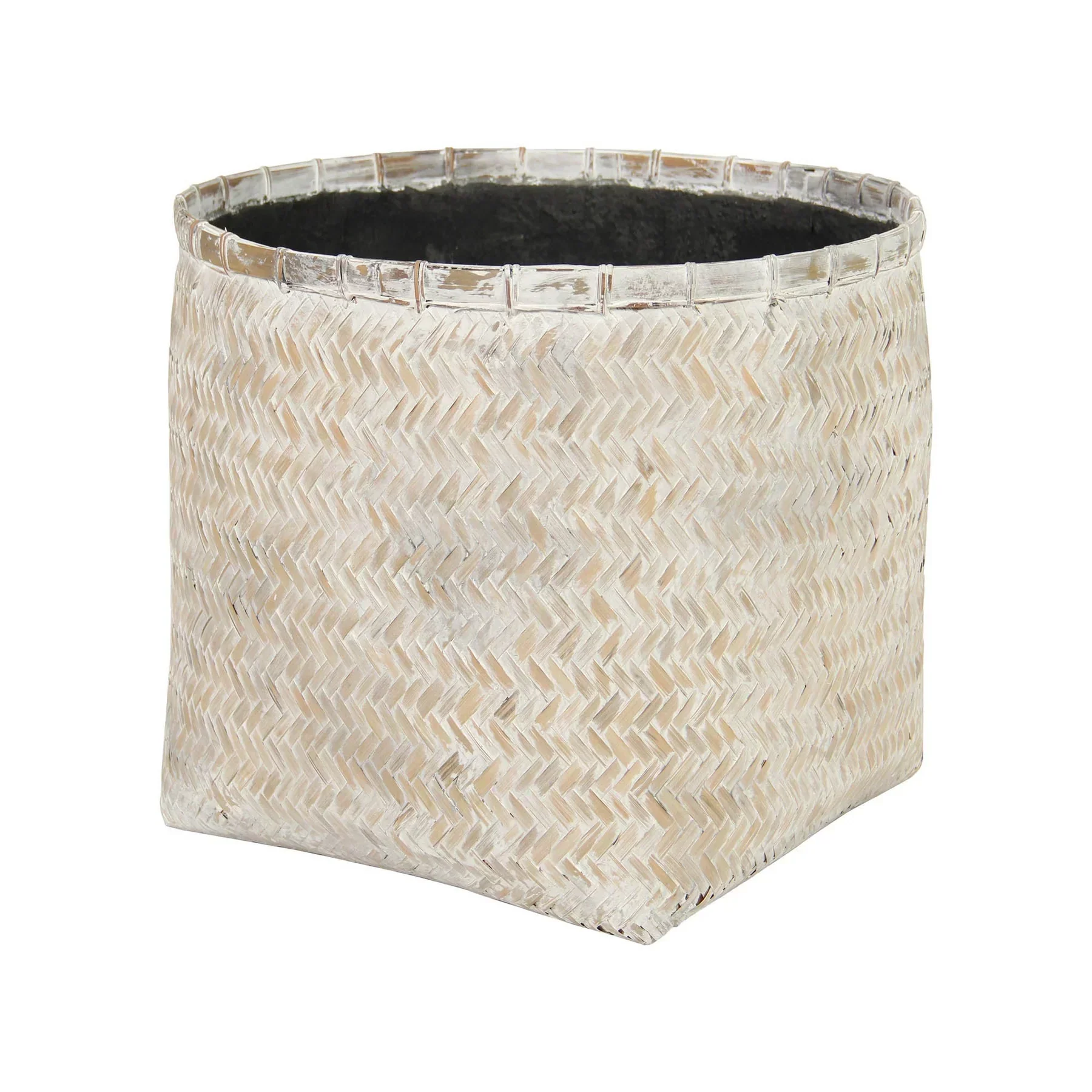 Verified Bamboo Indoor Basket Pot – White Wash Contemporary