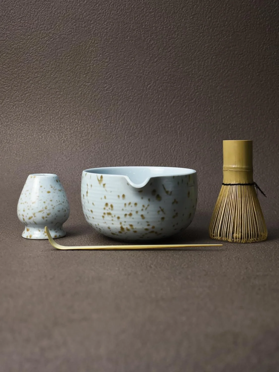 Solid Artcome Matcha Tea Set - Ceramic Matcha Bowl with Pouring Spout Bamboo Whisk Whisk Holder Tea Scoop Matcha Manual Top-Quality