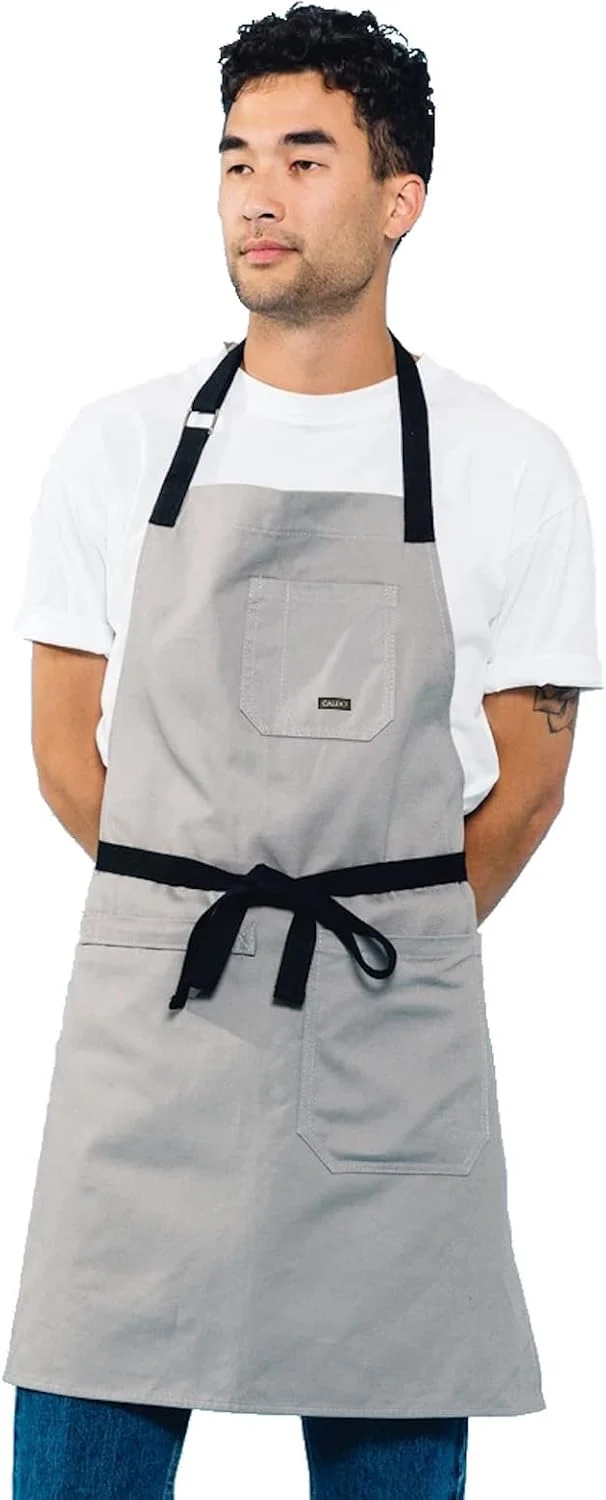 Specialty Caldo Daily Cotton Kitchen Apron for Cooking- Mens and Womens Professional Chef or Server Bib Apron Comfortable