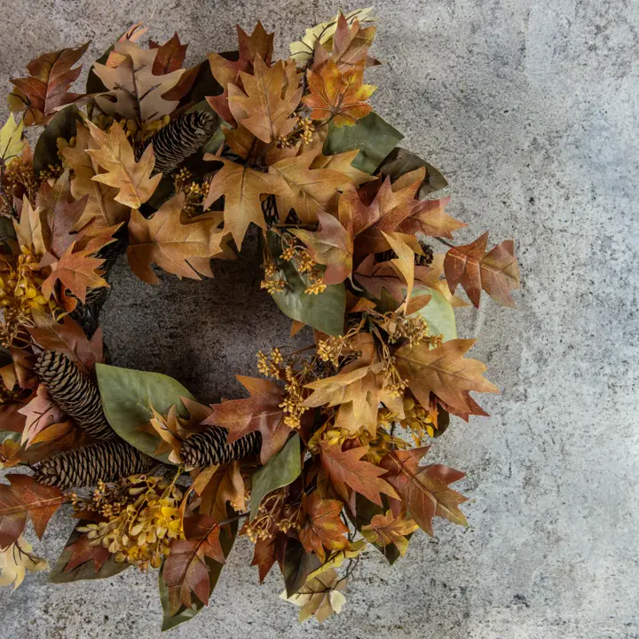 Refined 24-Inch Harvest Mixed Leaf Wreath Certified