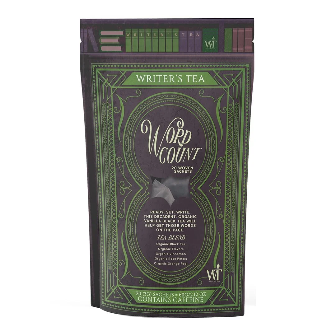 World-Class Writer's Tea Word Count - Energy Tea - Black Tea Flavoring Cinnamon Rose Petals and Orange Peel Tea Blend - Contains Caffeine - 20 Woven Sachets Versatile