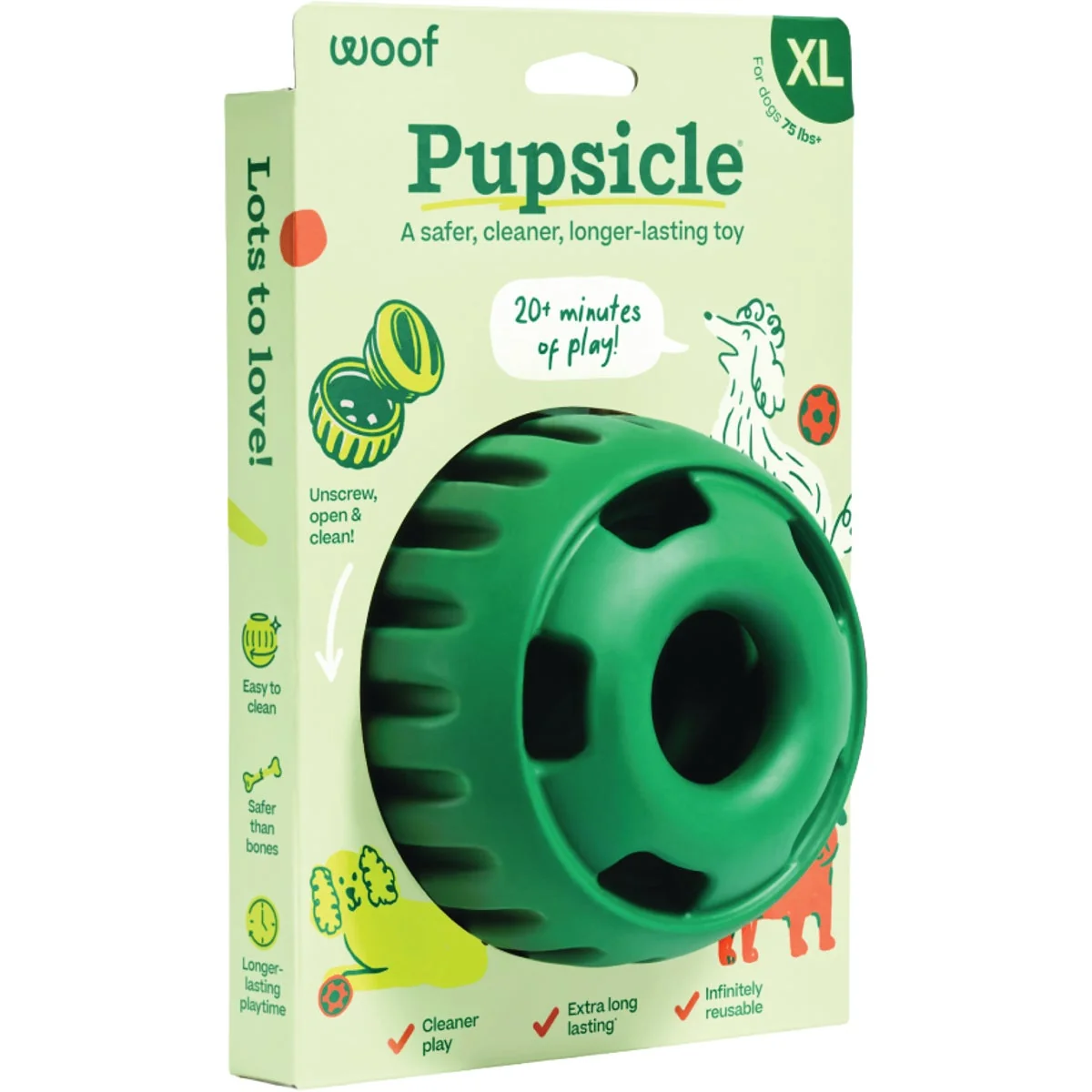 Responsible Woof Pupsicle XL Green Dog Toy Certified