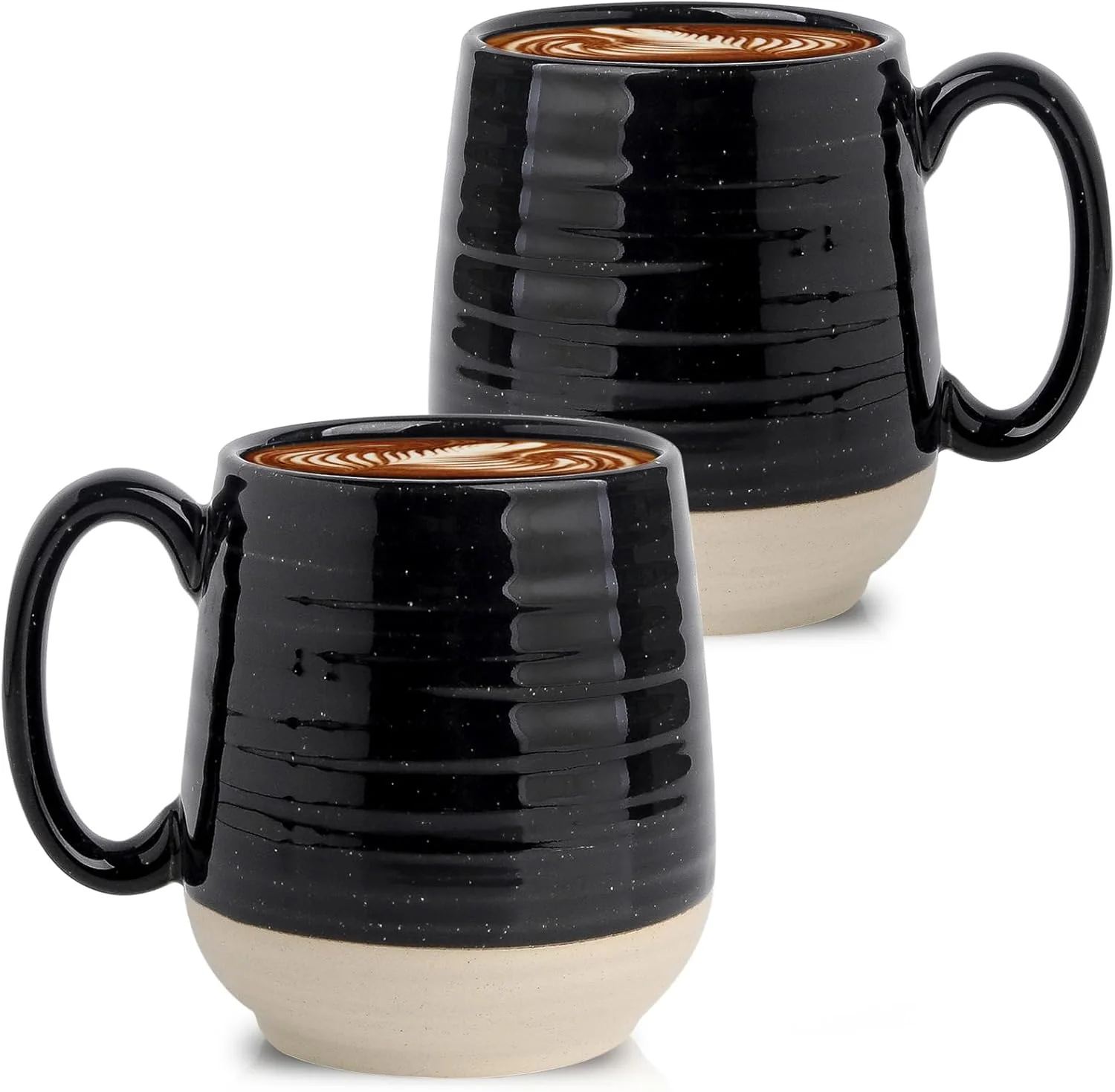 Verified Hasense Coffee Mugs Set of 2 20 oz Coffee Cups Ceramic Big Tea Cup with Comfortable Handle Black Coffee Mug Set for Office and Home Crafted