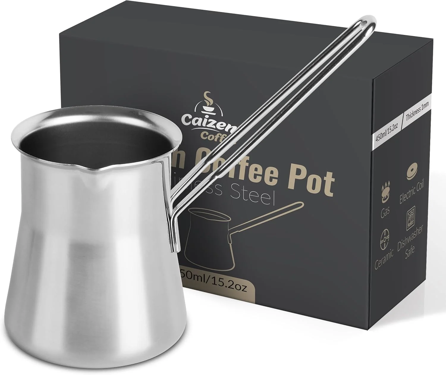 Effective Quality Turkish Coffee Pot - Turkish Coffee Maker Chai Pot Arabic Coffee Pot Briki Greek Coffee Pot Greek Briki Cezve Ibrik 15oz Recyclable
