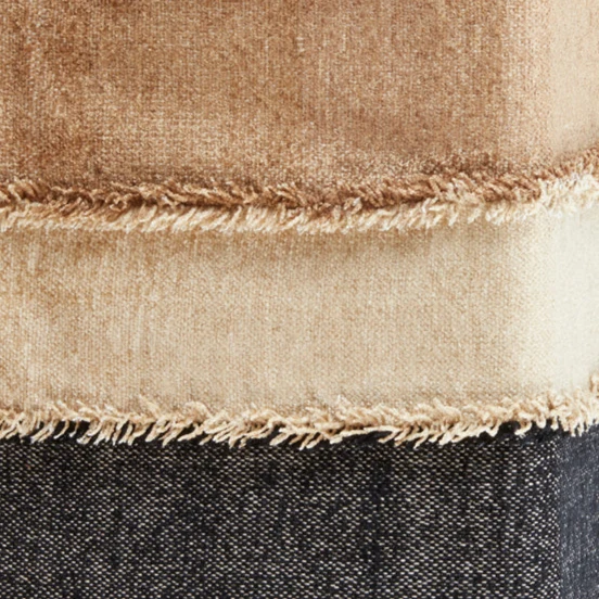Easy-to-Use Color Band Fringe Pillow Black Natural Safe