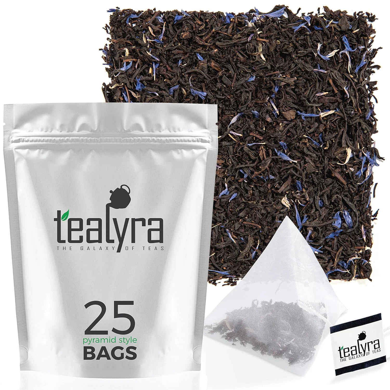 Premium Tealyra - Cream Earl Grey Tea Pyramids Bags - Classic Black Leaf Tea - Citrusy with Vannilla Flavor - 25 Sachets 2-ounce Verified