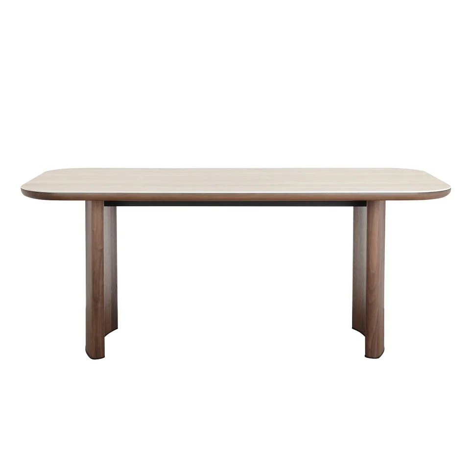Verified Kendo Dining Table with Travertine Ceramic Top Premium Material
