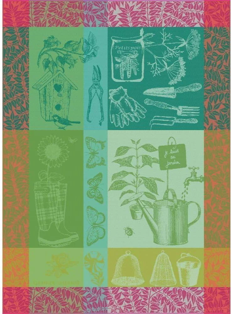 Traditional Garnier Thiebaut Mon Petit Jardin Printemps My Little Spring Garden French Kitchen Towel 22 x30 Cotton Jacquard Expertly Made