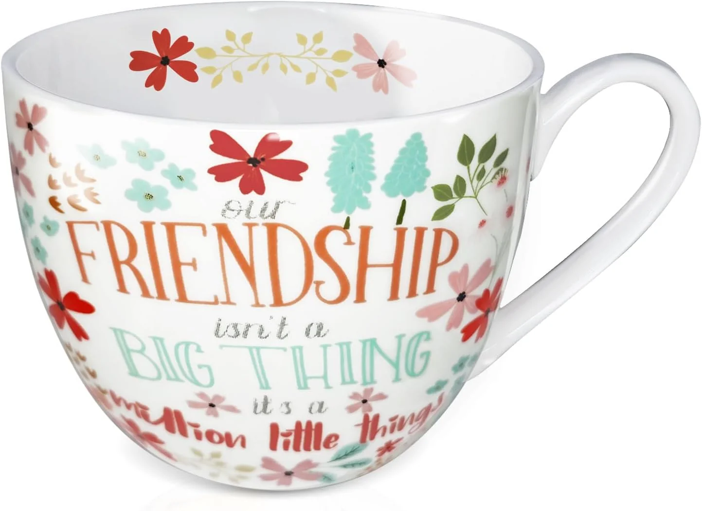 High-Quality Friendship Coffee Mug Premium 20 oz Bone China Coffee Tea Hug Mug Birthday Holiday and Christmas Gift for Women and Female Friends Flexible
