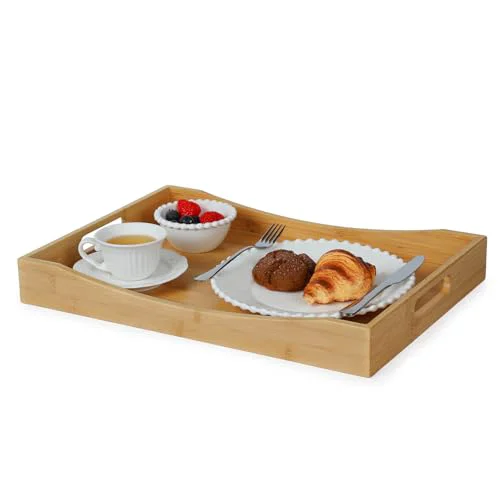 Unique Bamboo Serving Tray with Handles Expertly Made