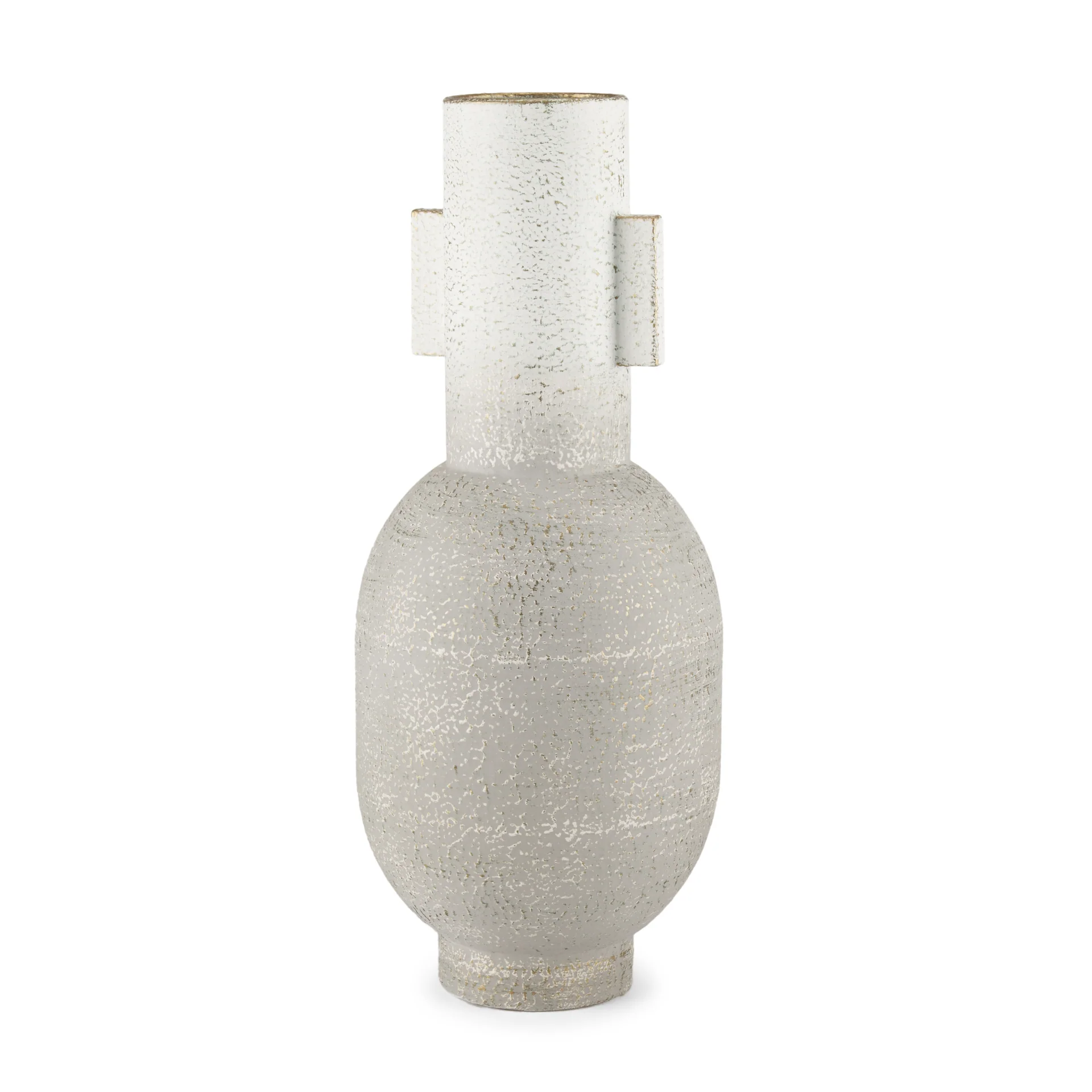 Soft Torres Tall Textured Off White w Gold Metal Vase Comfortable