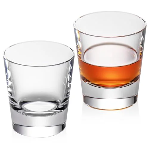 Clean Crystal Whiskey Glasses Set of 2 Hand Blown Old Fashioned Glasses 2 Count Unique