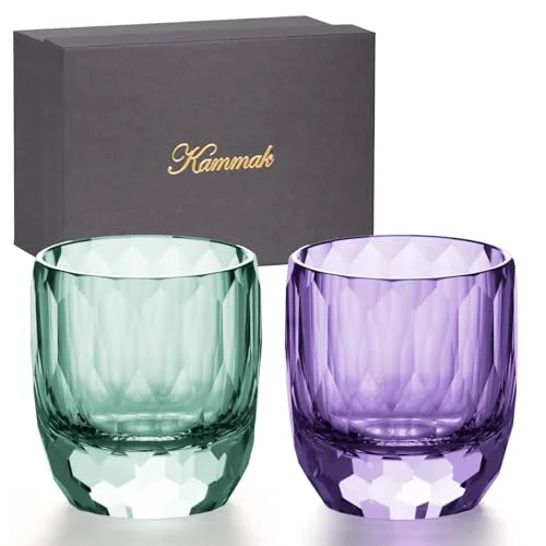 Artisan Crystal Whiskey Glasses Set of 2 Hand Blown Old Fashioned Glasses 2 Count Expertly Made