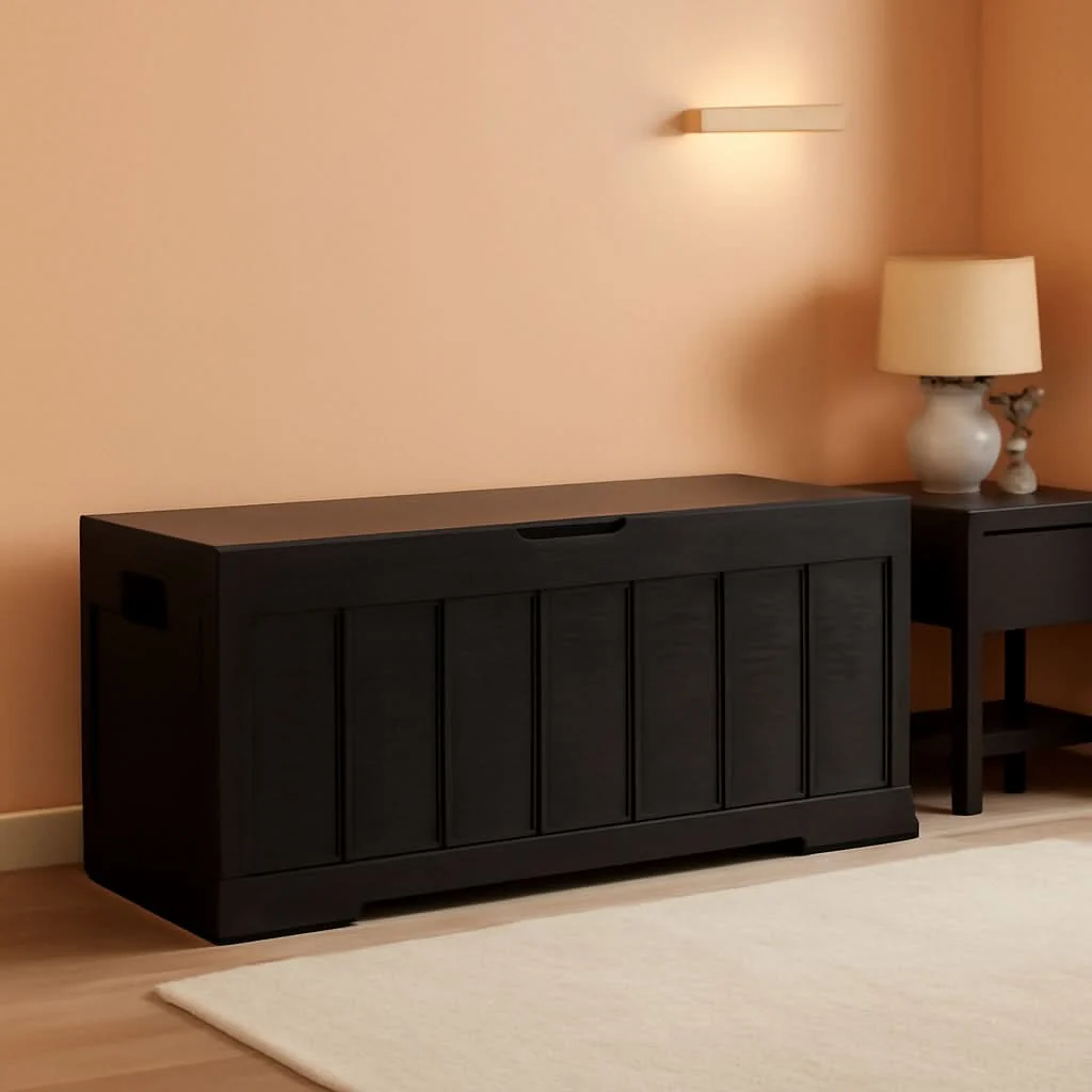 Responsible ExtraLarge 51.2 InchesHigh Storage Chest Bench Black Relaxed