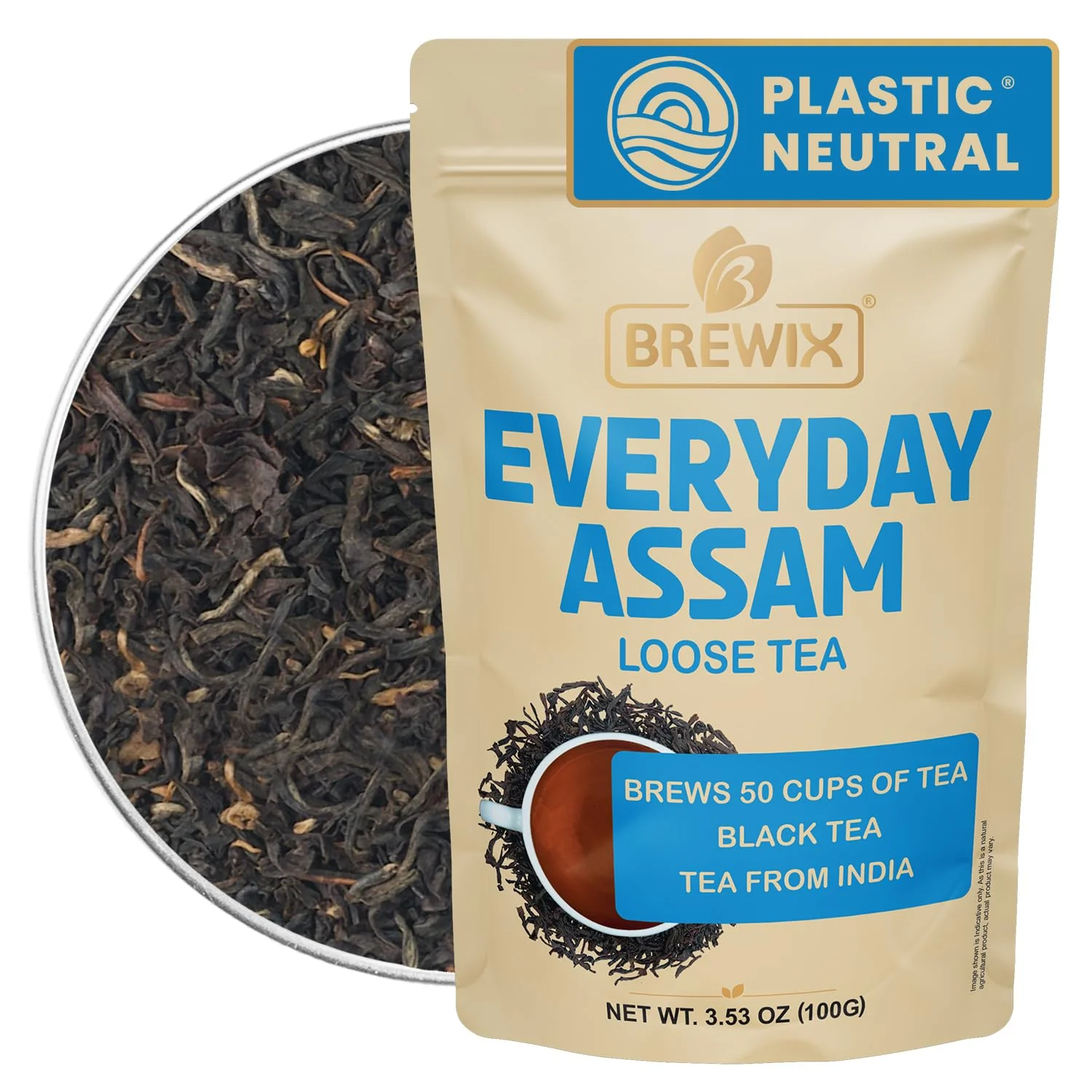Versatile Brewix Assam Black Tea Leaves 50 Cups 3.53oz 100g High Caffeine Gluten Strong and Malty Loose Leaf Resealable Bag Long-Lasting