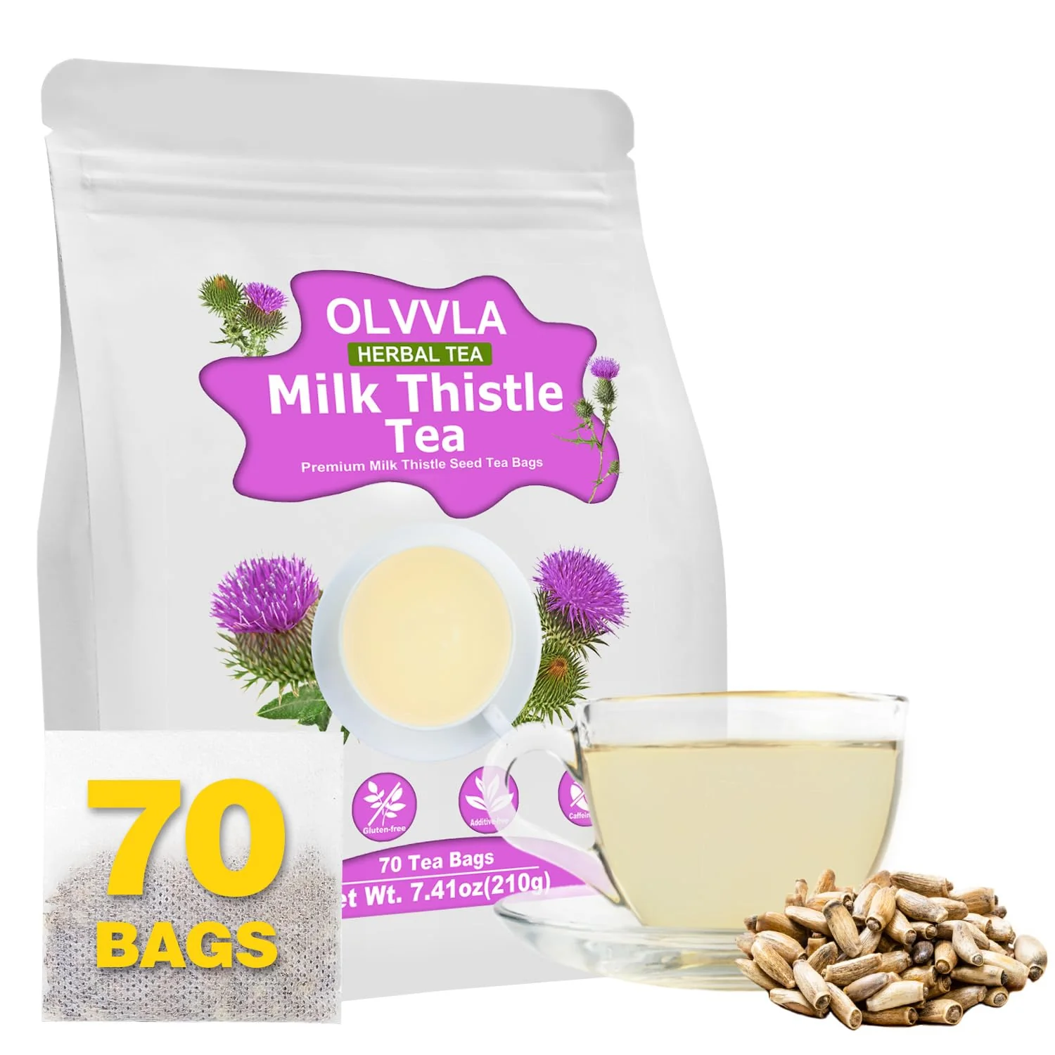Secure Premium Milk Thistle Tea Bags - Pure Natural Liver Support