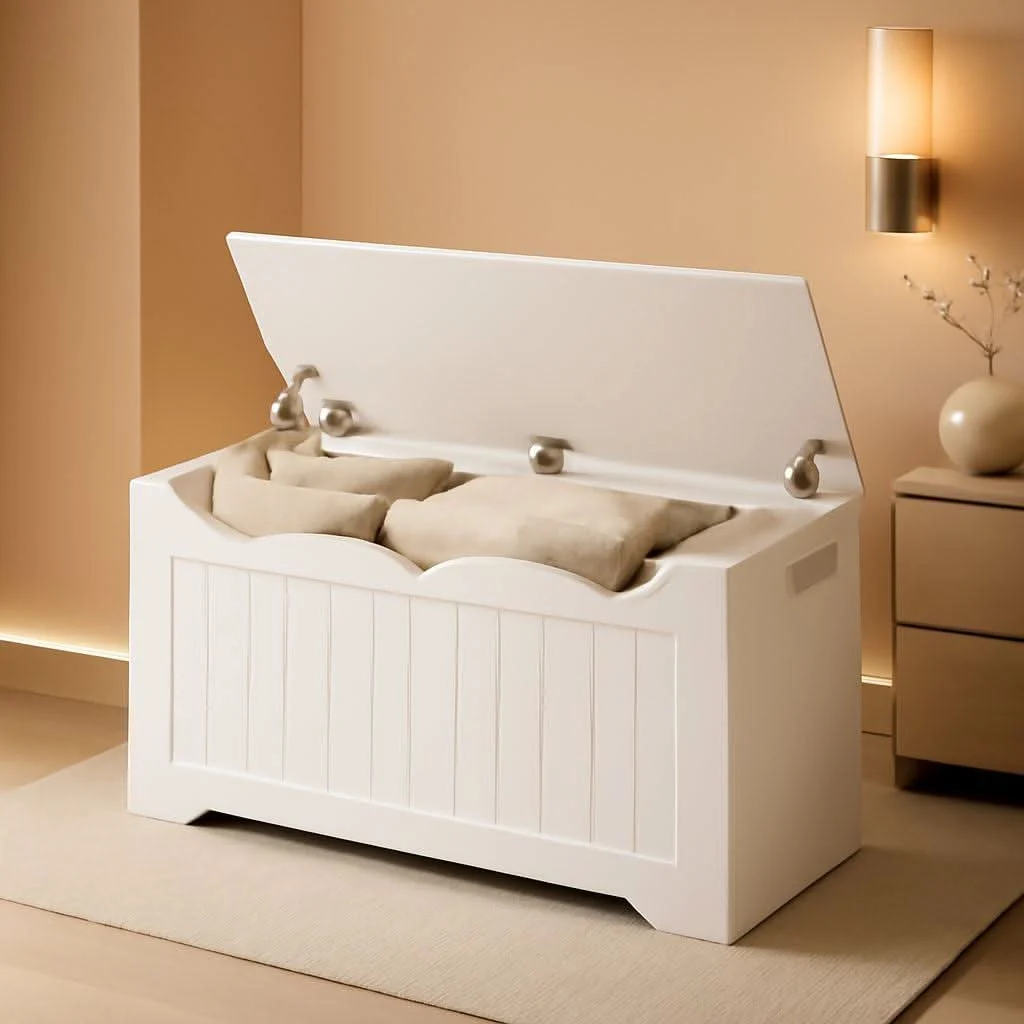 Pure 43.3 Inch Lift Top Storage Chest Solid Wood Construction Sustainable