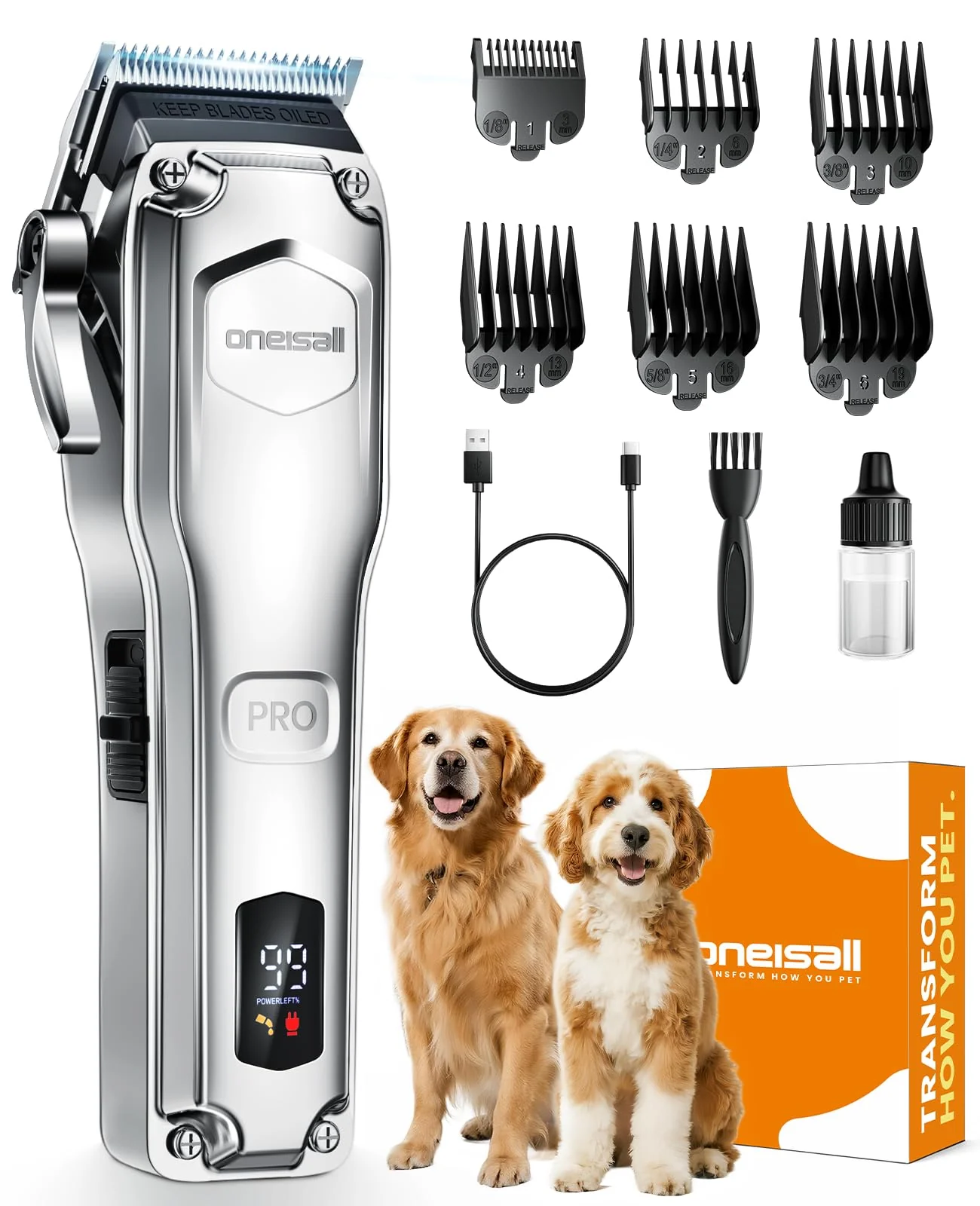 Sophisticated oneisall Dog Clippers for Thick Hair – Cordless Low-Noise Grooming PC18 Expertly Made