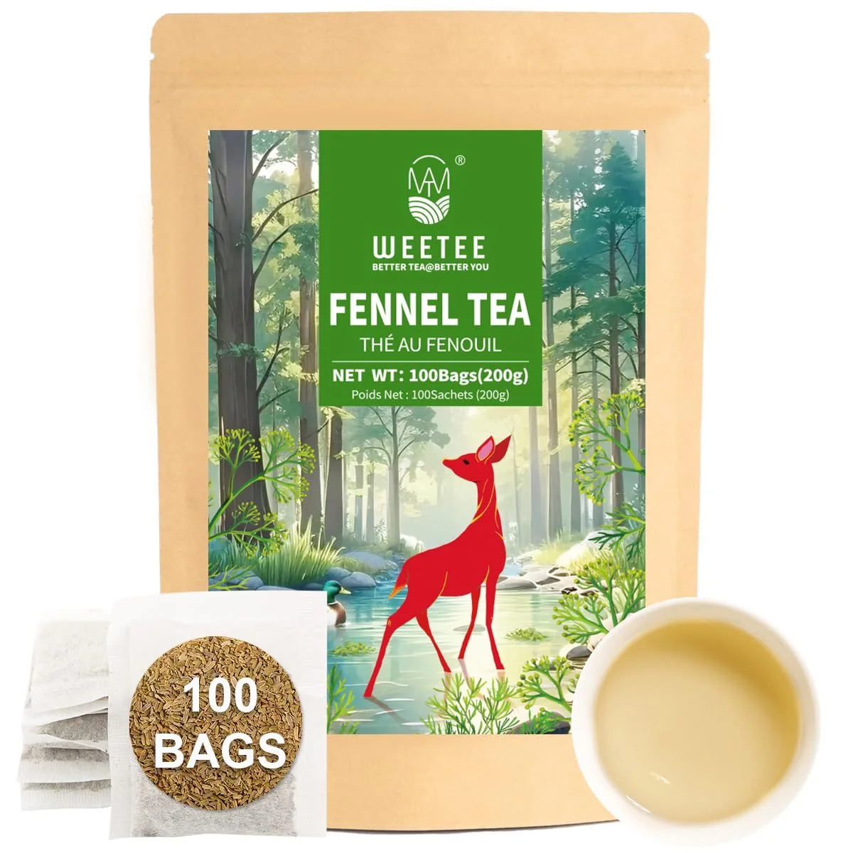 Unique Pure Fennel Tea Bags 100 Count Next-Generation