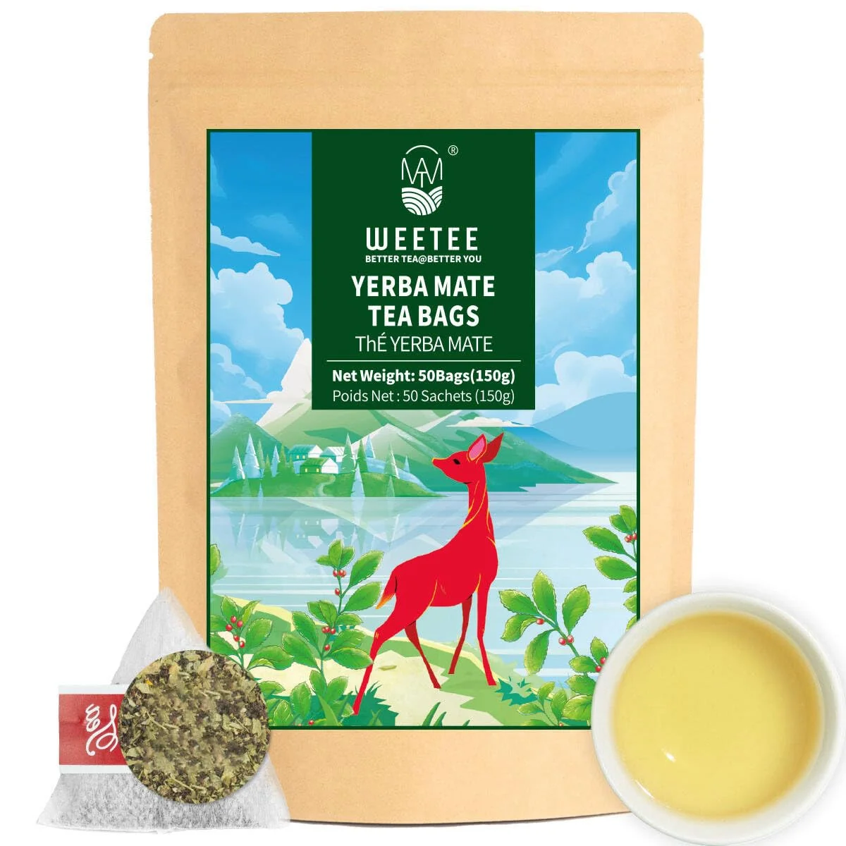 Detailed Argentine Yerba Mate Tea Bags - 50 Count Premium Blend Sophisticated