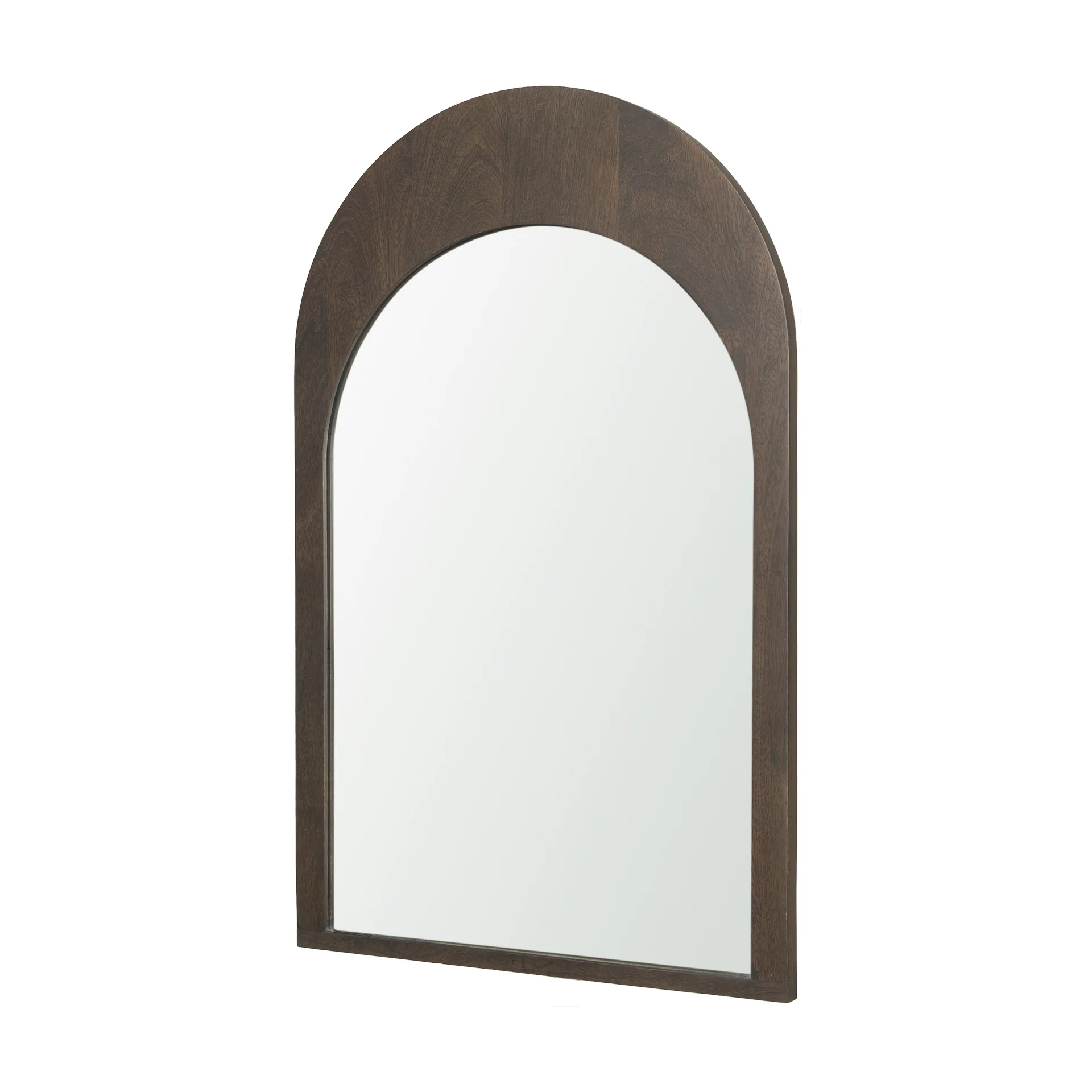 Crafted Celeste Dark Brown Wood Arched Mirror Artisan