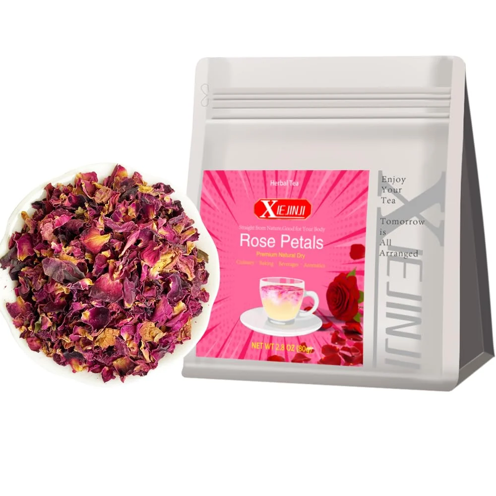 Prestigious Xiejinji Dried Rose Petals - 2.8oz 80g Food-Grade Edible Rose Petals Dried Flower Petals for Herbal Tea Decoration Baking Crafting Verified