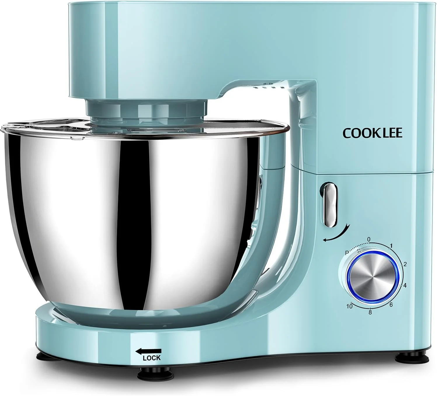Premium Material Cooklee Stand Mixer 9.5 Qt. 660W 10-Speed Electric Kitchen Mixer with Dishwasher-Safe Dough Hooks Flat Beaters Relaxed