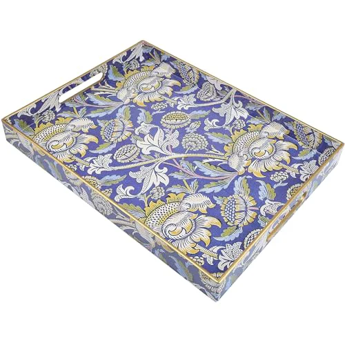 Organic Rectangle Plastic Serving Tray with Handles Genuine