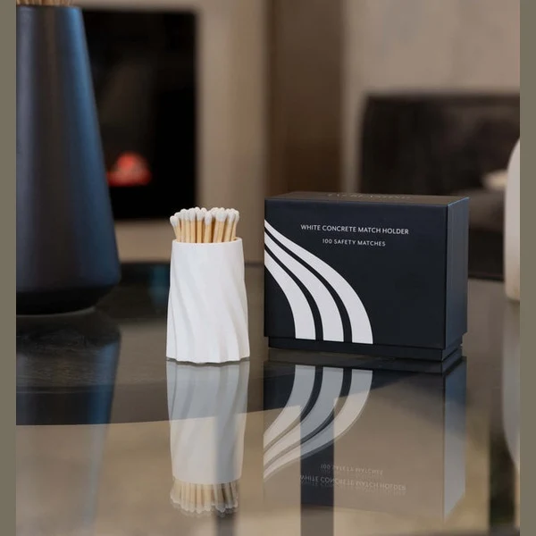 Crafted White Concrete Safety Match Set x1 Durable