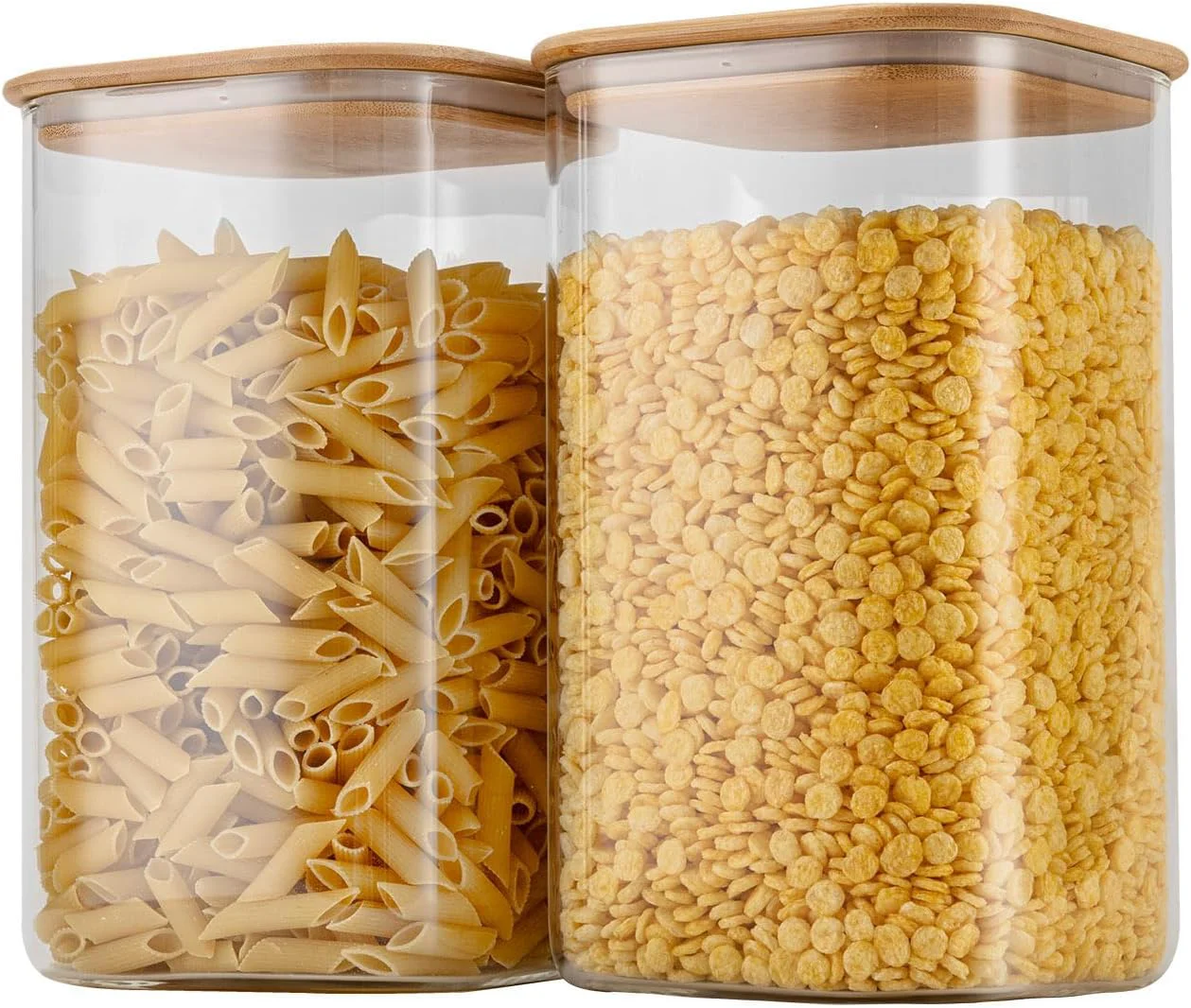 First-Class D2scrma 149oz Airtight Glass Square Storage Canister with Bamboo Lid Set of 2 4400ml 2 Large Gallon Glass Jars for Sugar Flour Cookies and Coffee beans ‎with Black Lable Dependable