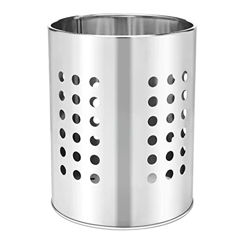 Trusted Stainless Steel Kitchen Utensil Holder Flatware Cylinder Silverware Draining Organizer Drying Rack with Round Drain Holes for Forks Exclusive