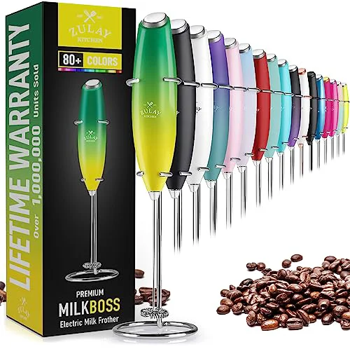 Organic Zulay Powerful Milk Frother for Coffee with Upgraded Titanium Motor Green