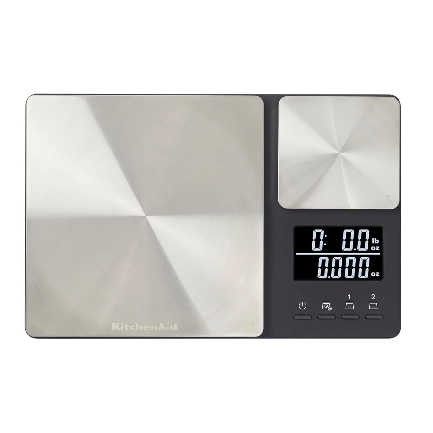 Dependable KitchenAid KQ909 Dual Platform Digital Kitchen and Food Scale 11 pound capacity and Precision 16oz capacity Black with Stainless Steel Prestigious