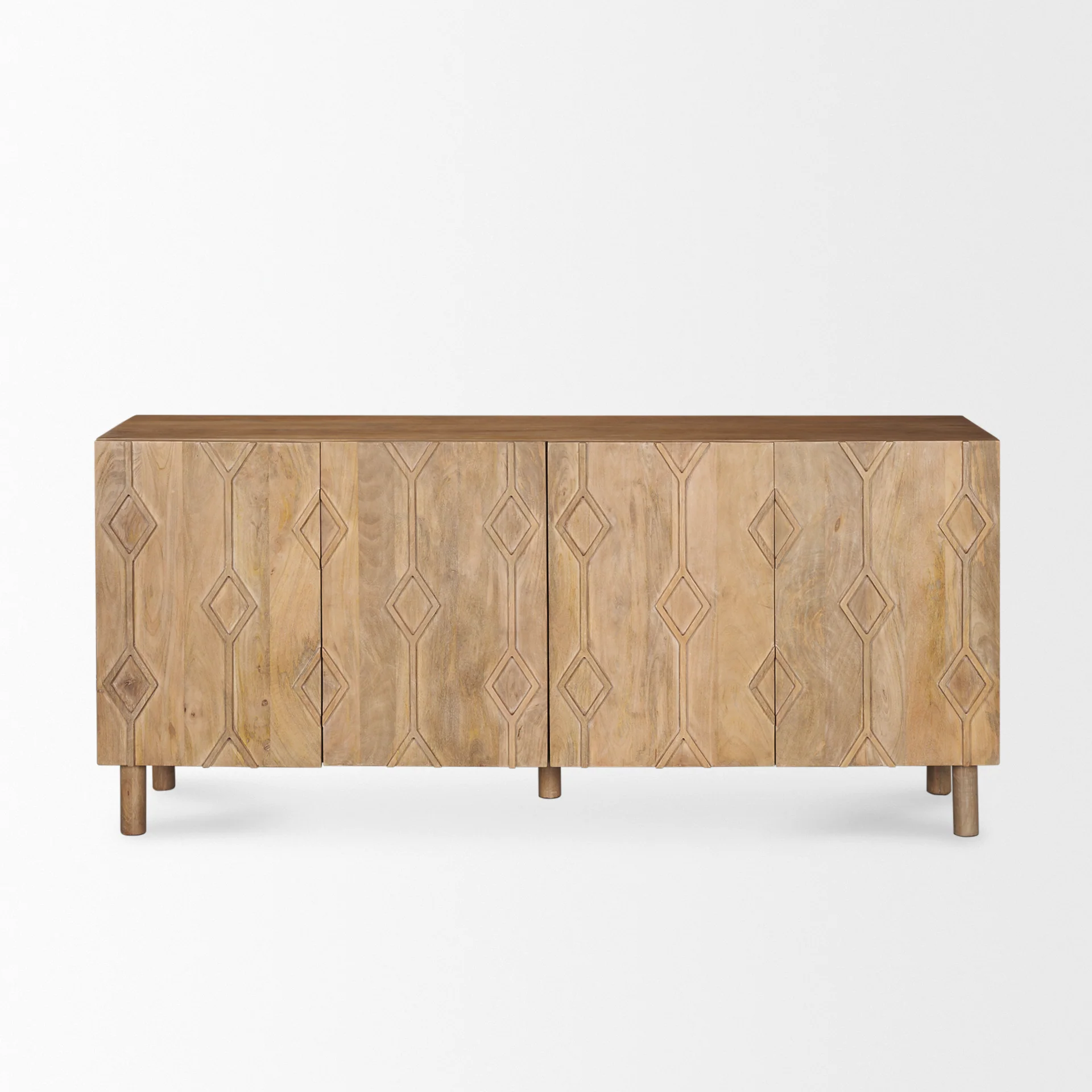 Exceptional Heera Dark Brown Diamond Motif w Shelf Sideboard World-Class