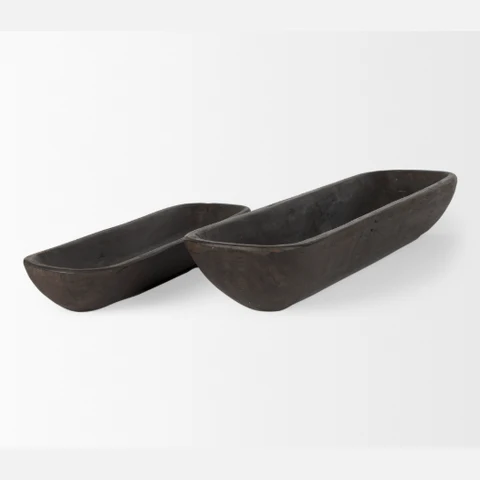 Environmentally Friendly Athena Set of 2 Extra Large Dark Brown Reclaimed Wood Trays Verified
