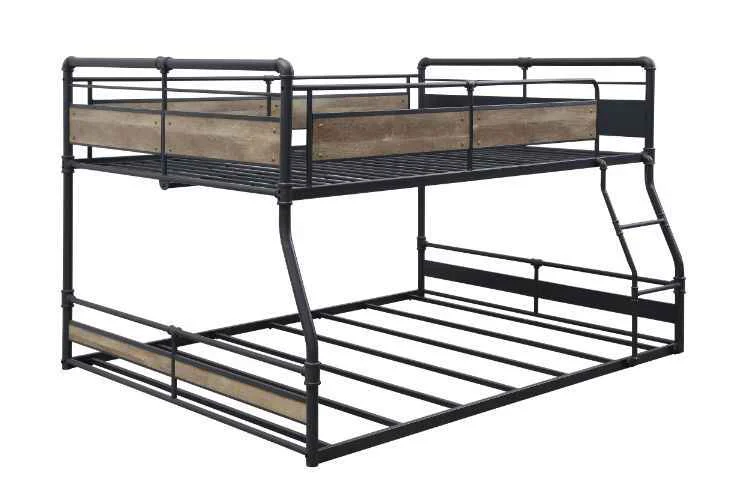 First-Class Cordelia - Full Queen Bunk Bed - Antique Oak Sandy Black Dark Bronze Hand-Brushed World-Class