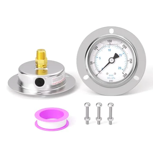 Traditional 0 300PSI Panel Mount Front Flanged Glycerin Filled Pressure Gauge Responsible
