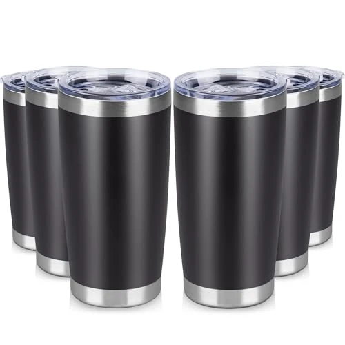 Contemporary 20 oz Tumbler Stainless Steel Tumblers Bulk with Lid Double Wall Insulated Coffee Tumbler Cups for Hot Cold Drinks Powder Coated Travel Coffee Tumbler Mug Metal 6 Count Green