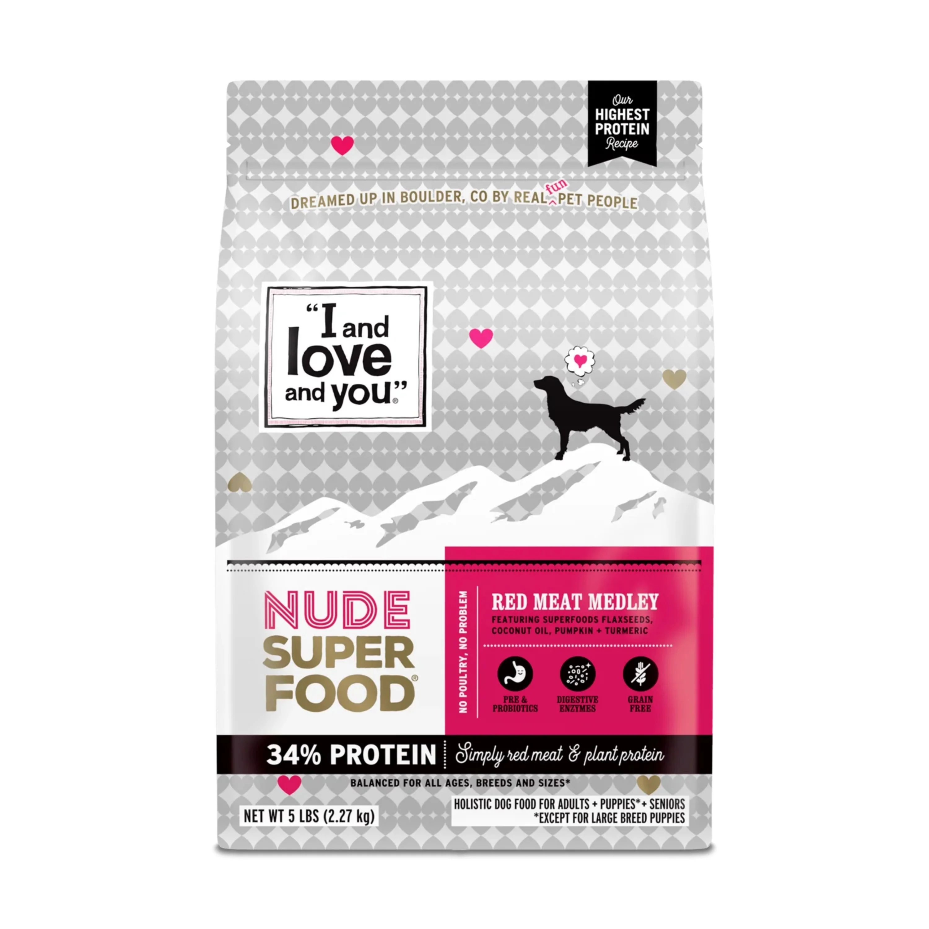 High-Grade I and Love and You Dog Kibble - Nude Food Red Meat Medley Recipe High-End