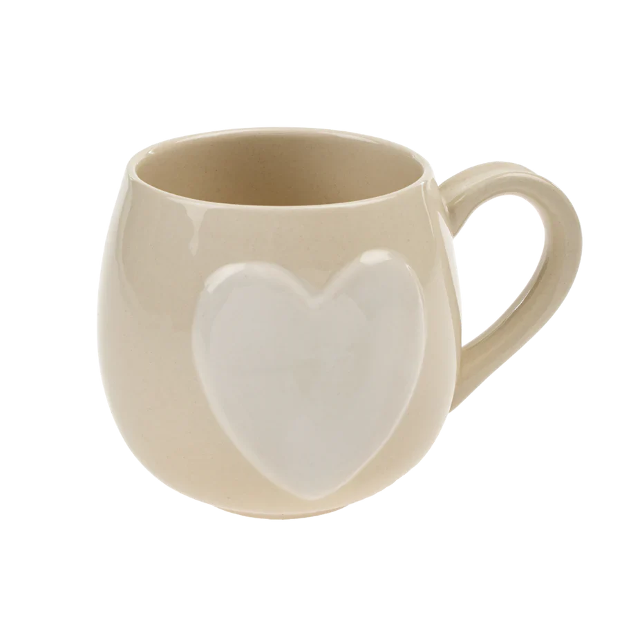 Elegant Big Heart Mug Cream White Lightweight