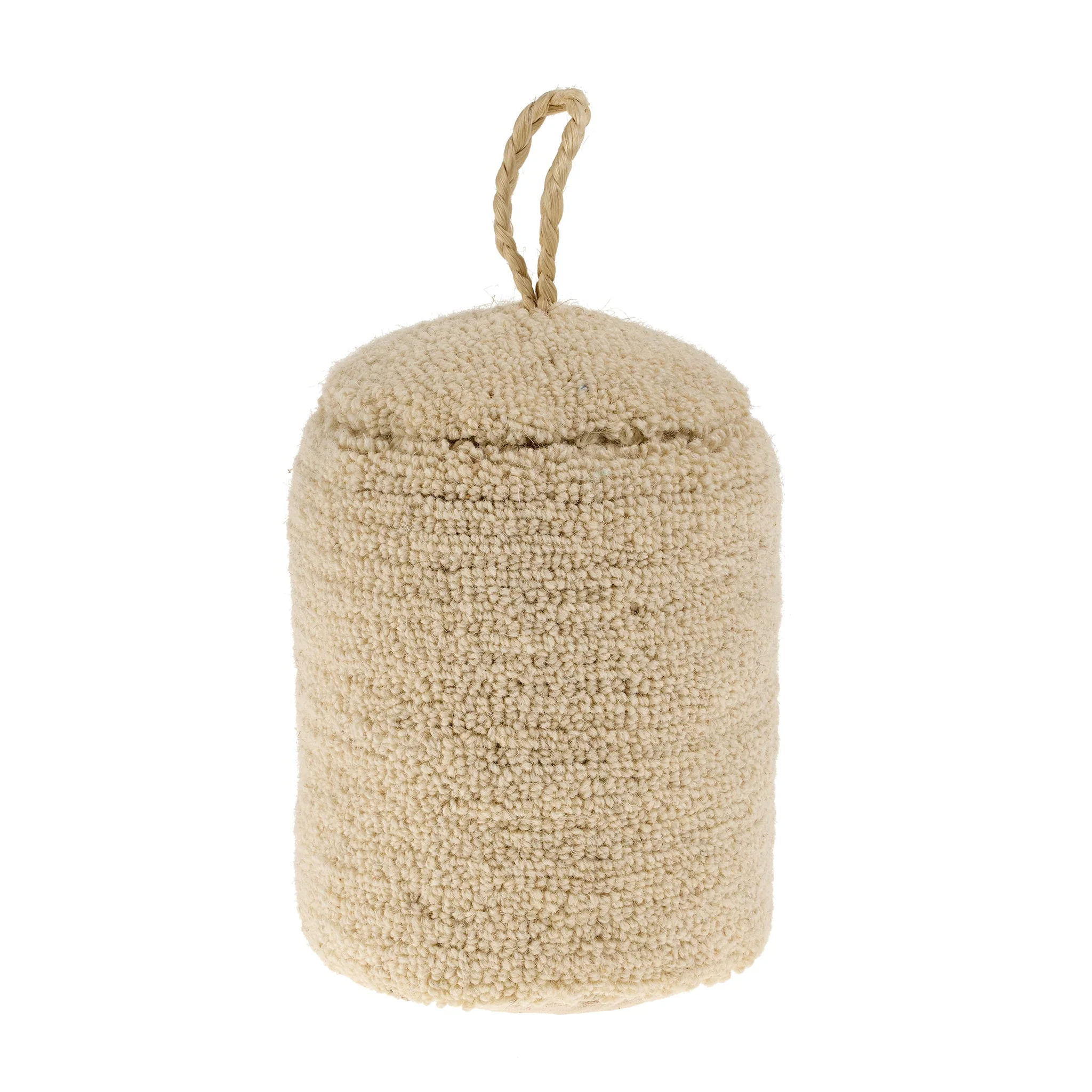 Expertly Made Wool Loop Doorstop Ivory Elegant