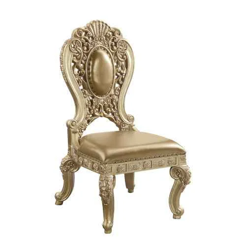 Pure Seville - Side Chair Set of 2 - Synthetic Leather Gold Dependable
