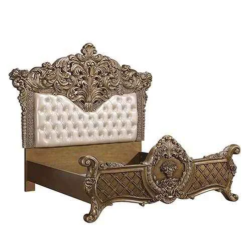 Eco-Friendly Constantine - Eastern King Bed - Synthetic Leather Light Gold Brown Gold Proven