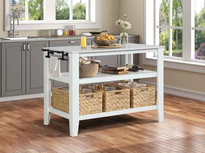 Safe Sezye - Kitchen Island - Marble Top White Flexible