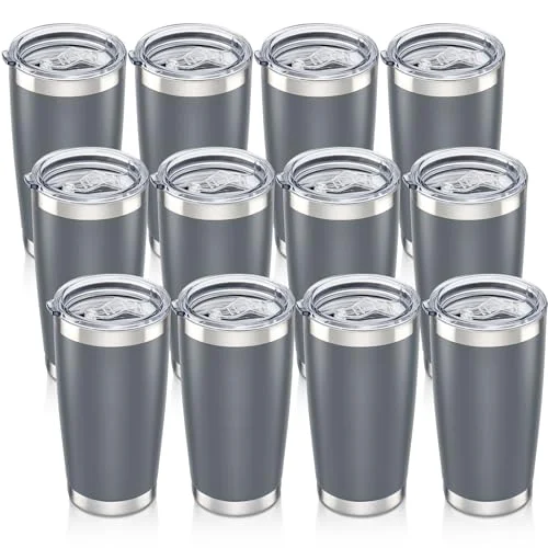 Green 20 oz Tumbler with Lid Stainless Steel Insulated Tumblers Bulk Cups Mug 12 Count Authentic