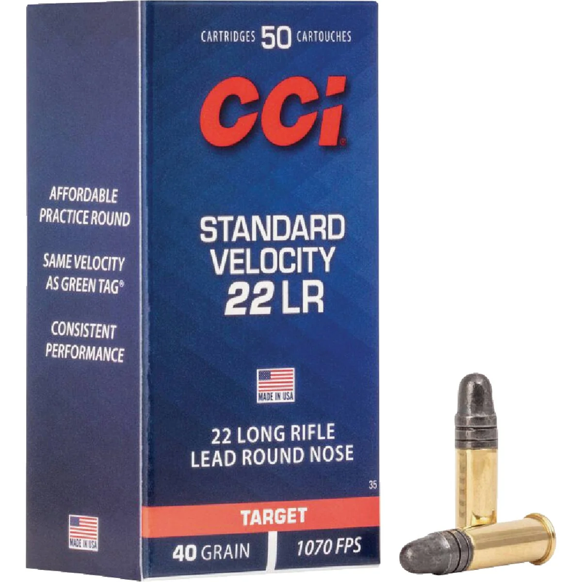 Eco-Friendly CCI 22 LR 40 Grain STD 40 LRN Rimfire Ammunition Lightweight