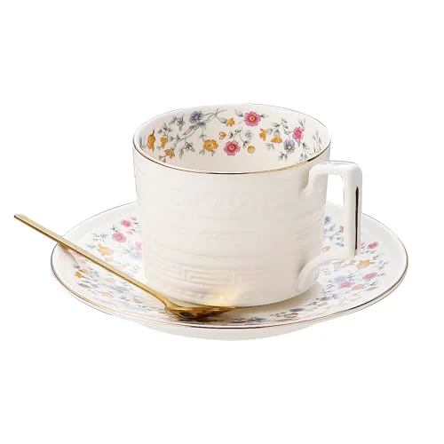 Eco-Friendly Country Roses Porcelain Tea Cup and Saucer Set with Gold Trim Consistent