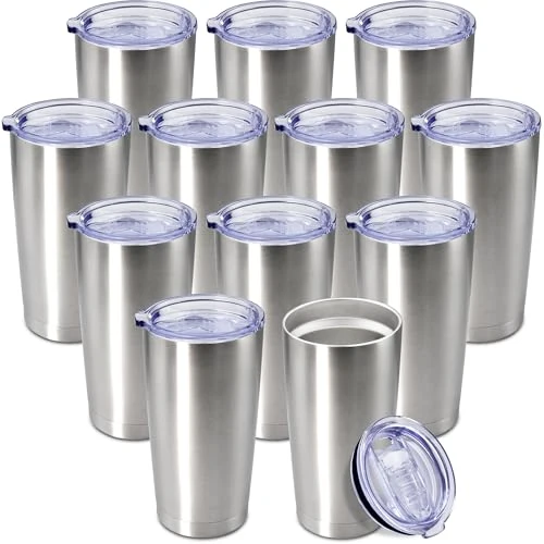 High-End 20oz Tumbler Insulated Coffee Tumblers with Lid Stainless Steel SS 12P 12 Count Breathable