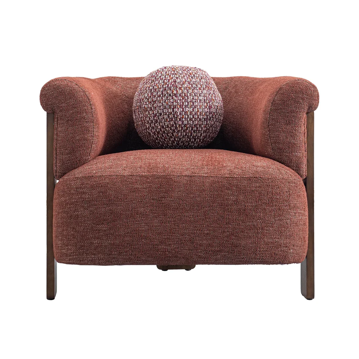 Elite Stave Accent Chair – Natural Wood Textured Fabric Convenient